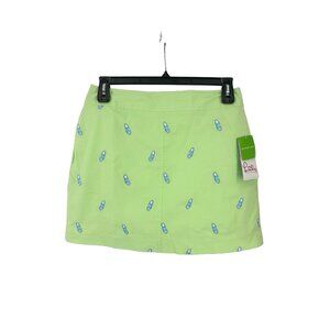 Lilly Pulitzer Birdie Skort Palm Green Kicks Embroidery Size 6 New